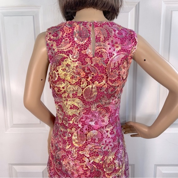 NWT Badgley Mischka Floral Lace Embroidery Overlay Dress - Picture 11 of 17